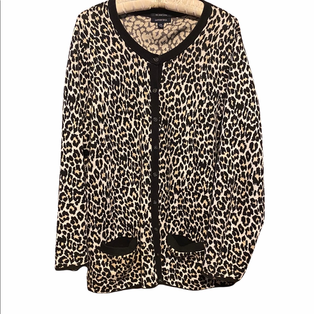Lands’ End Leopard Print Cardigan